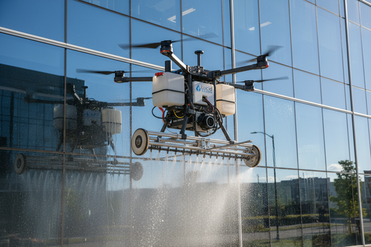 Window Cleaning Drone in Vaughan Power Washing a Commercial Property Unit